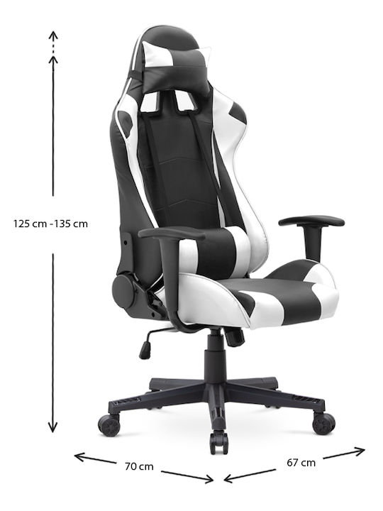 Megapap Alonso Scaun Gaming Din piele ecologică Alb/negru