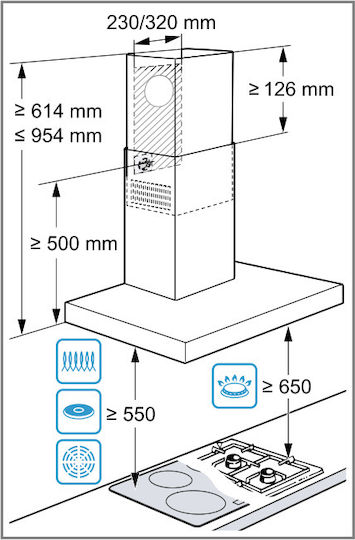 Bosch Απορροφητήρας Καμινάδα 90cm Inox με Wi-Fi