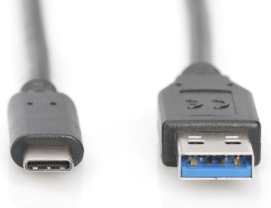Digitus USB 2.0 Cable USB-C male - USB-A PD Μαύρο 1m AK-300136-010-S Bulk