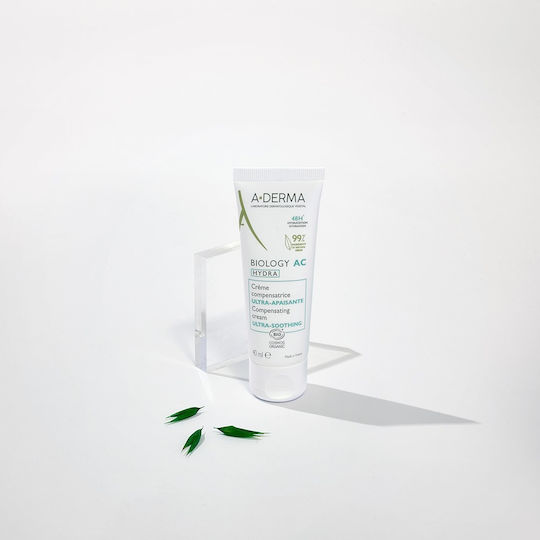 A-Derma Biology AC Hydra 48-часов Хидратиращ и Регулиращ Крем за Лице против Несъвършенства и Зачервяване с Алое Вера 40ml