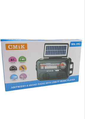 Cmik MK-192 Retro Tabletop Radio Solar with Bluetooth and USB Gray