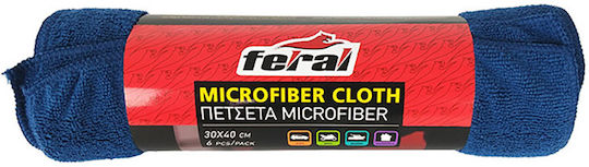Feral Cloths Microfiber Cleaning Car Blue 40x30cm 6pcs