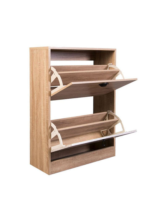 Lounge Wooden Shoe Organizer with 2 Shelves Sonoma Oak 60x23.5x81cm