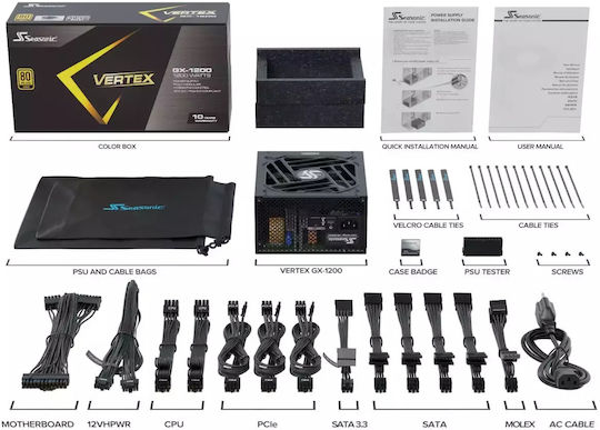 Seasonic Vertex GX 1200W Black Computer Power Supply Full Modular 80 Plus Gold
