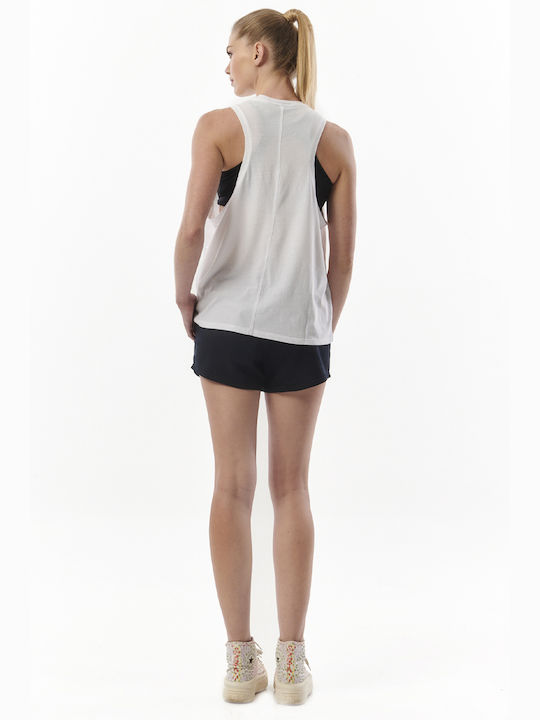 Body Action Women's Athletic Cotton Blouse Sleeveless White
