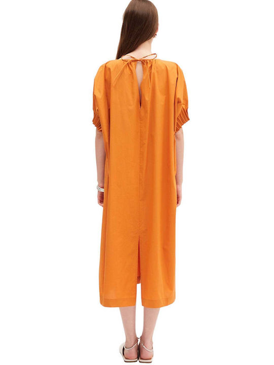 Midi cotton dress with V opening