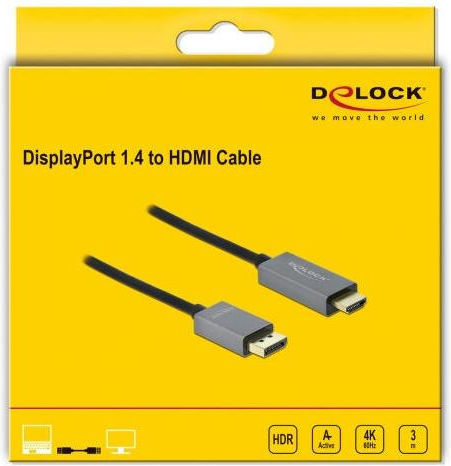 DeLock Cable DisplayPort male - HDMI male 3m Μαύρο (85930)