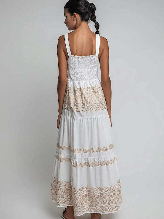 Desiree Καλοκαιρινό Maxi Φόρεμα Λευκό