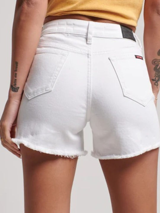 Superdry Γυναικείο Τζιν Σορτς Λευκό