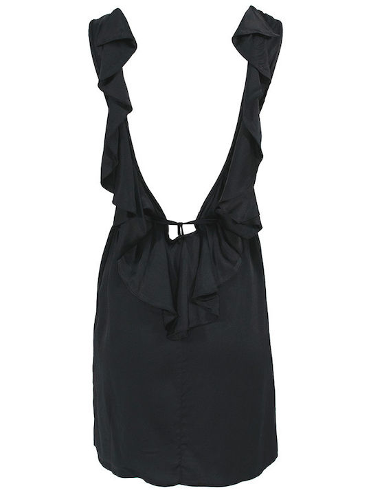 Aida Short Black Backless Dress