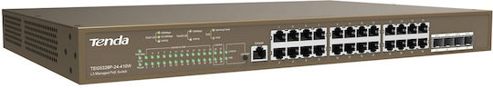 Tenda TEG5328P-24 v1 Comutator Gestionat L3 PoE+ cu 24 Porturi Gigabit (1Gbps) Ethernet și 4 Porturi SFP