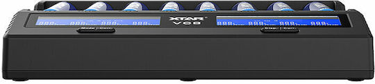XTAR VC8 USB Зарядно 8 за батерии Li-ion/Ni-MH Размер AA/AAA/D/18650/16340/26650/14500 в Черен цвят