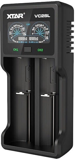 XTAR VC2SL USB Charger 2 Batteries Li-ion/Ni-MH Size AA/AAA/D/18650/21700/16340/26650/14500