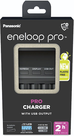 Panasonic Eneloop Professional BQ-CC65 USB Charger 4 Batteries Ni-MH Size AA/AAA