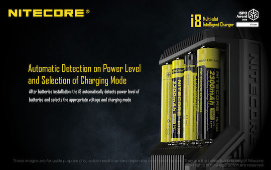 NiteCore i8 Charger 8 Batteries Ni-Cd/Ni-MH Size AA/AAA/D/18650/16340/26650/14500