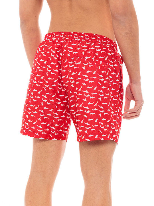 Herren Badebekleidung Bermuda Rot mit Mustern