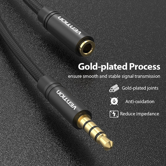 Vention TRRS 3.5mm Male to 3.5mm Female Audio Cable Black 5m with Gold Plated Terminals BHBBJ