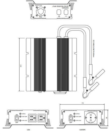 Mean Well A302-600-F3 Τροποποιημένου Ημιτόνου Inverter Ισχύος 600W με Τάση Εισόδου 24V (Μονοφασικό) 03.072.0013