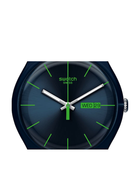 Swatch Swatch Γυναικείο Ρολόι 41mm Μπαταρίας με Μπλε Καουτσούκ Λουράκι