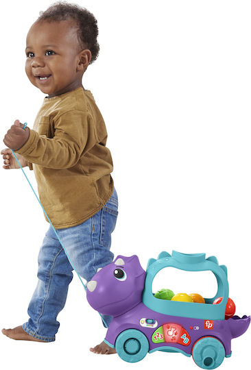 Fisher Price Pull-Along Toy Little Dino with Light and Sounds for 12++ Months