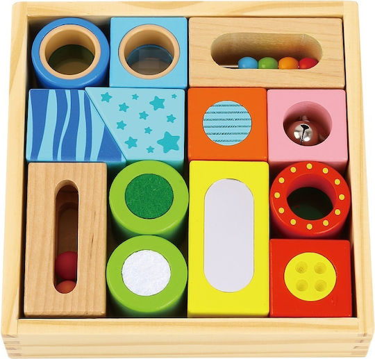 Tooky Toys Wooden Building Blocks Multi Function for 1+ Year 12 Pieces