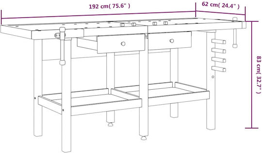 vidaXL Πάγκος Εργασίας 192x62x83cm 4τμχ 153325