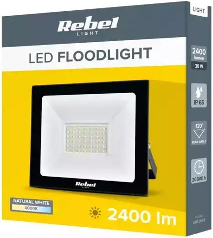 Rebel Waterproof LED Floodlight 30W Natural White 4000K IP65