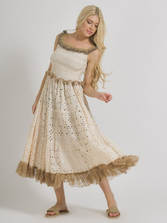 Summer Midi Dress Beige
