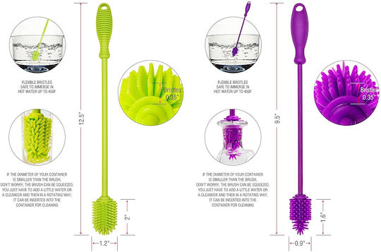A2S Plastic Cleaning Brushes with Handle Multicolour 2pcs