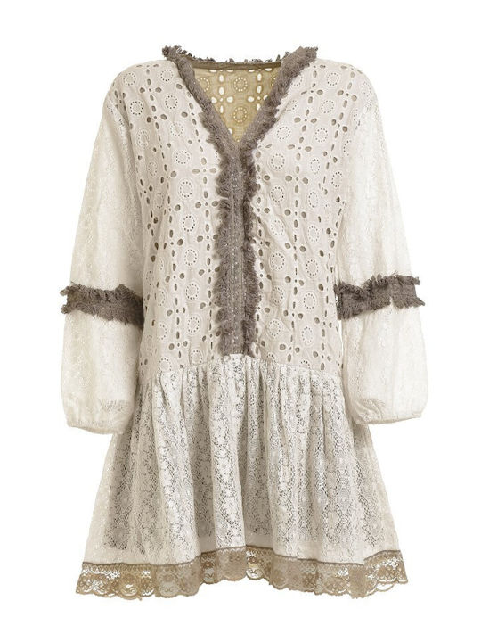 Ble Resort Collection Summer Mini Dress Beige