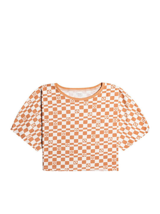 Power Check Γυναικείο Καλοκαιρινό Crop Top Βαμβακερό Κοντομάνικο Πολύχρωμο