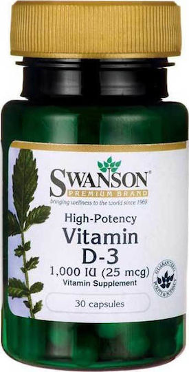 Swanson Vitamin D3 1000iu High Potency Dry Vitamin for Immune System Boost & Bone Health 1000iu 30 caps