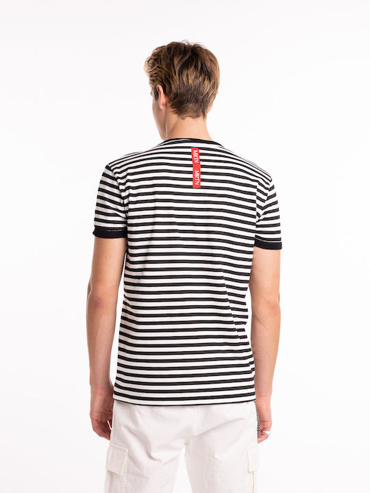 MARTINI MRT short-sleeved blouse black stripe with logo