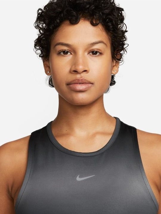 Nike Swoosh Γυναικείο Αθλητικό Crop Top Αμάνικο Dri-Fit Μαύρο Μαύρο