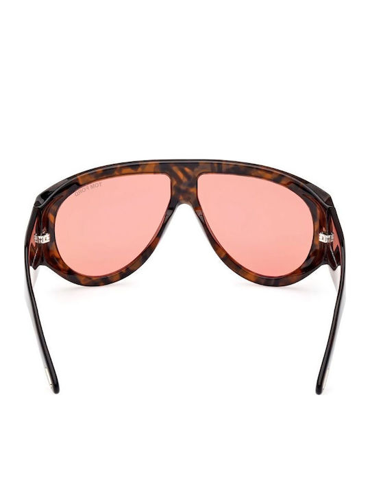 Tom Ford Unisex Sonnenbrillen mit Brauner Schildkrötenhorn Rahmen und Rosa Verlaufsfarbe Gläser FT1044 52S