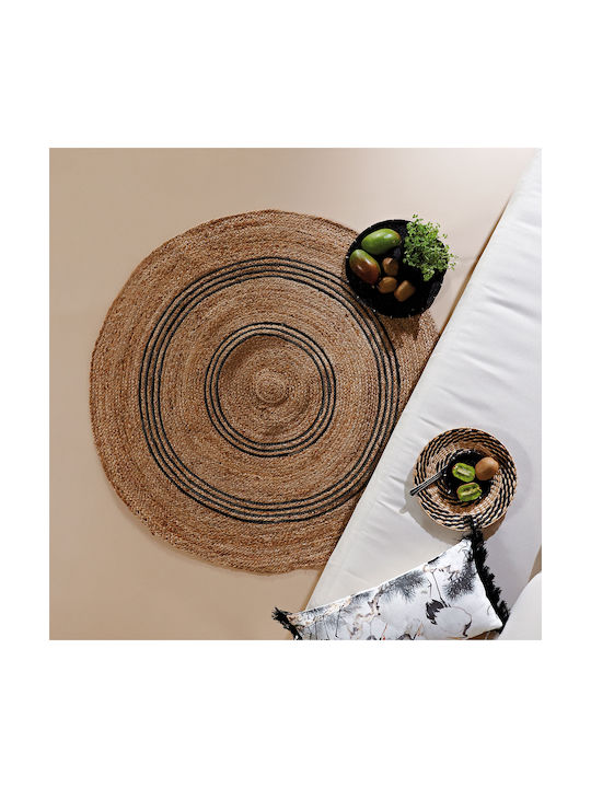 Kentia Yute Summer Round Rug Jute 232 Beige / Black