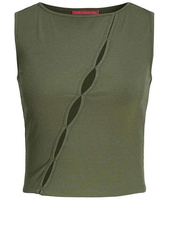 Damen Sommer Crop Top Baumwolle Ärmellos Four Leaf Clover