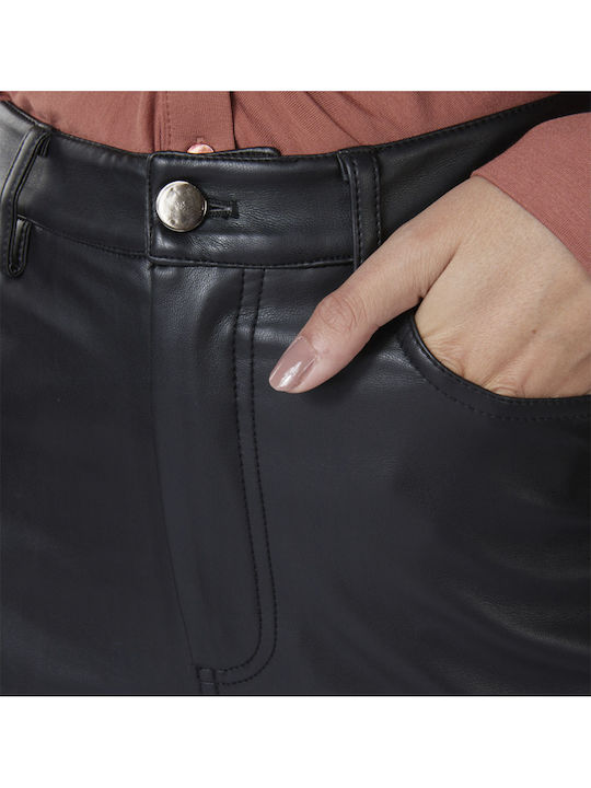 ES-F22-11504 Women's High-waisted Fabric Trousers Flared Black
