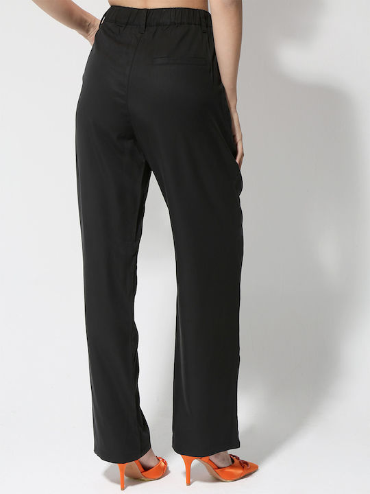 Tresor Damen Hochtailliert Stoff Palazzo-Hose Schwarz