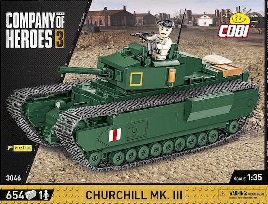 Cobi Building Blocks Company of Heroes - 3 Churchill Mk III for 9+ Years 654 Pieces