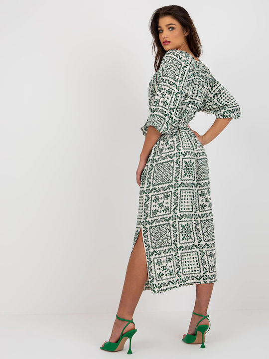 Lakerta Sommer Midi Kleid mit Schlitz Grün