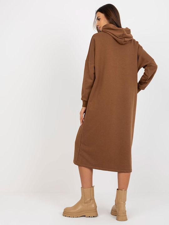 Relevance Midi Dress with Hood Brown