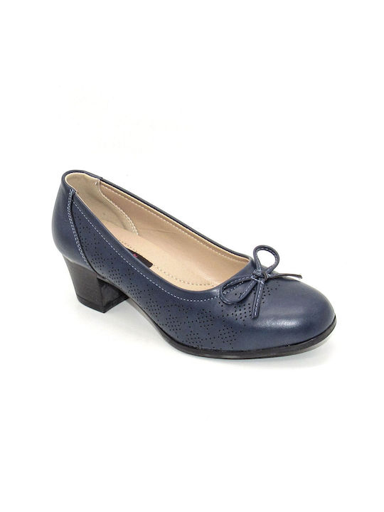 Damen Rund Pumps Rund Niedrig JIM 1067 Blau