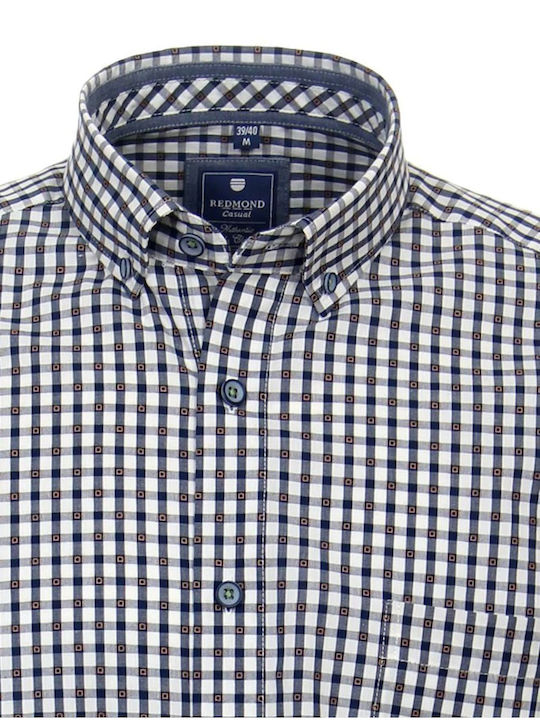 REDMOND Men's blue and white long-sleeved plaid shirt 231000111 Color 10