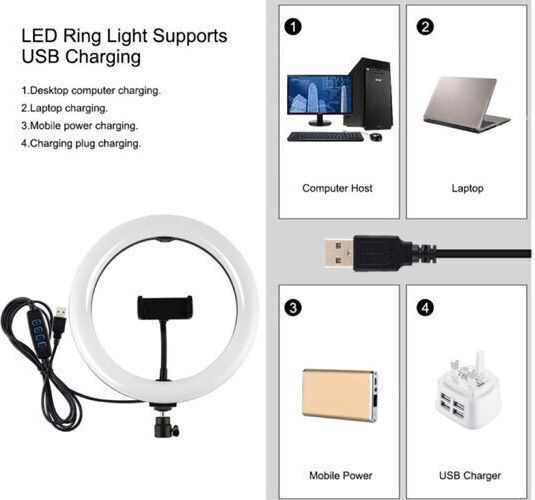 Puluz Ring Light 26cm with Floor Tripod 1.1m