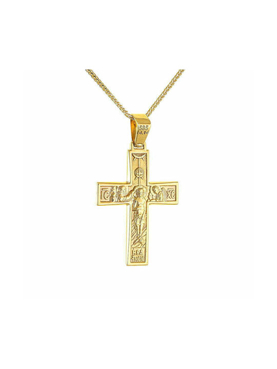 Double-Sided Cross Pendant with 45cm Chain Men's 14K Gold AFS-20702Y