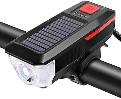 LY-17 Rechargeable Front Bicycle Light Solar Waterproof 350 Lumens with Bell 120db