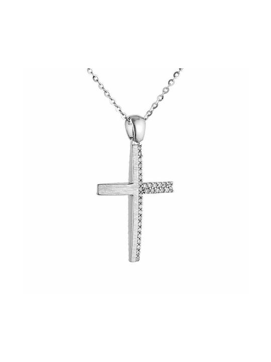 Double-Sided Cross Pendant with 40cm Chain Women's White Gold K14 SXS-20560W