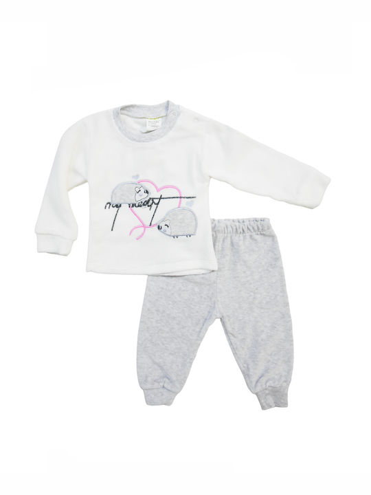 Baby Velour Set "Mouse" White/Grey Kinder