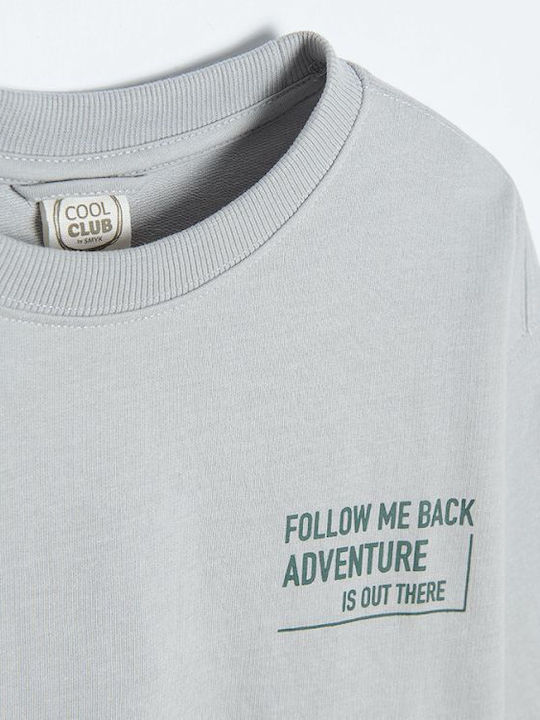 Long-sleeve gray top with "follow me back adventure" print GRAY CCB2523141